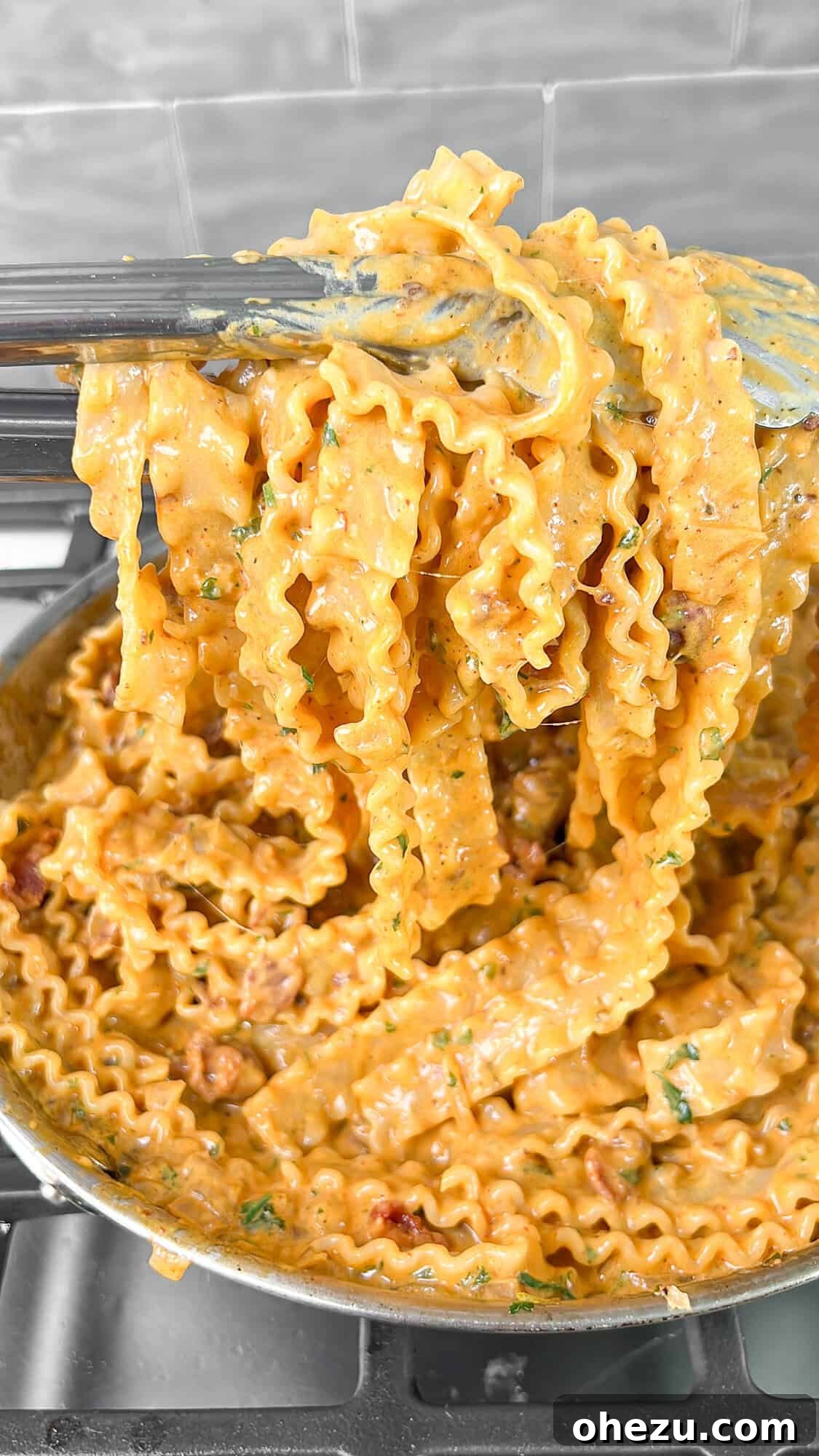 Bold Chipotle Bacon Alfredo 5 Cooking bacon in a skillet for Chipotle Bacon Alfredo