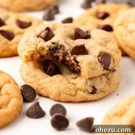 The best vegan chocolate chip cookies, freshly baked and chewy.