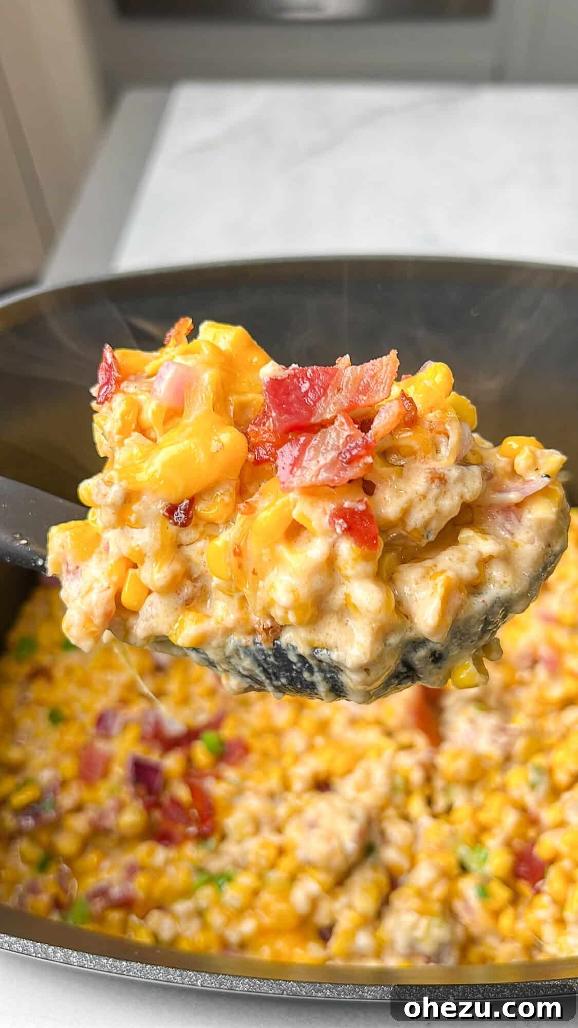 Decadent Slow Cooker Cheesy Creamed Corn 4 Ingredients for slow cooker creamed corn laid out on a counter