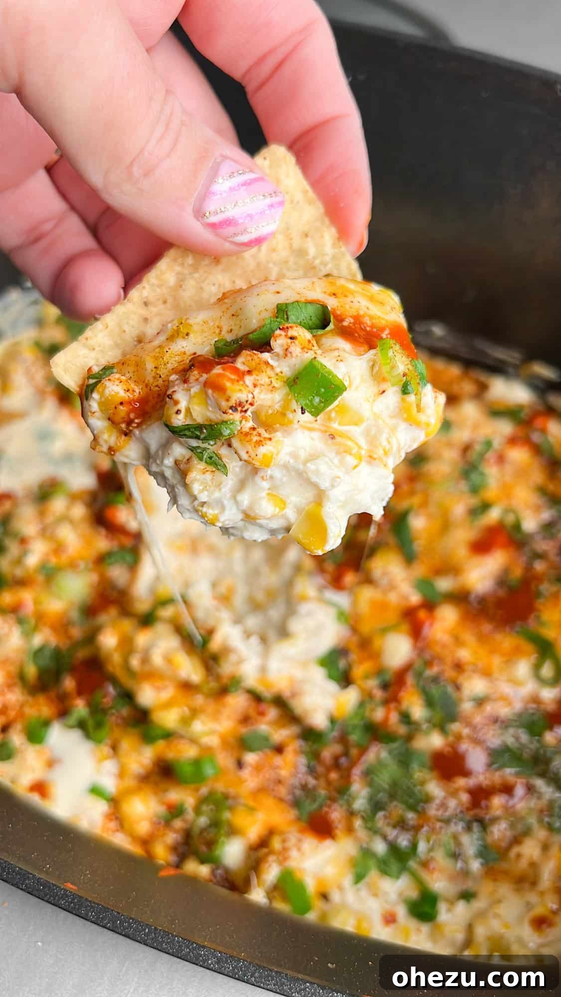 Warm Fiesta Corn Dip 2 Mexican street corn dip, warm and cheesy