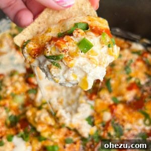 Warm Fiesta Corn Dip 9 Mexican street corn dip ready to serve