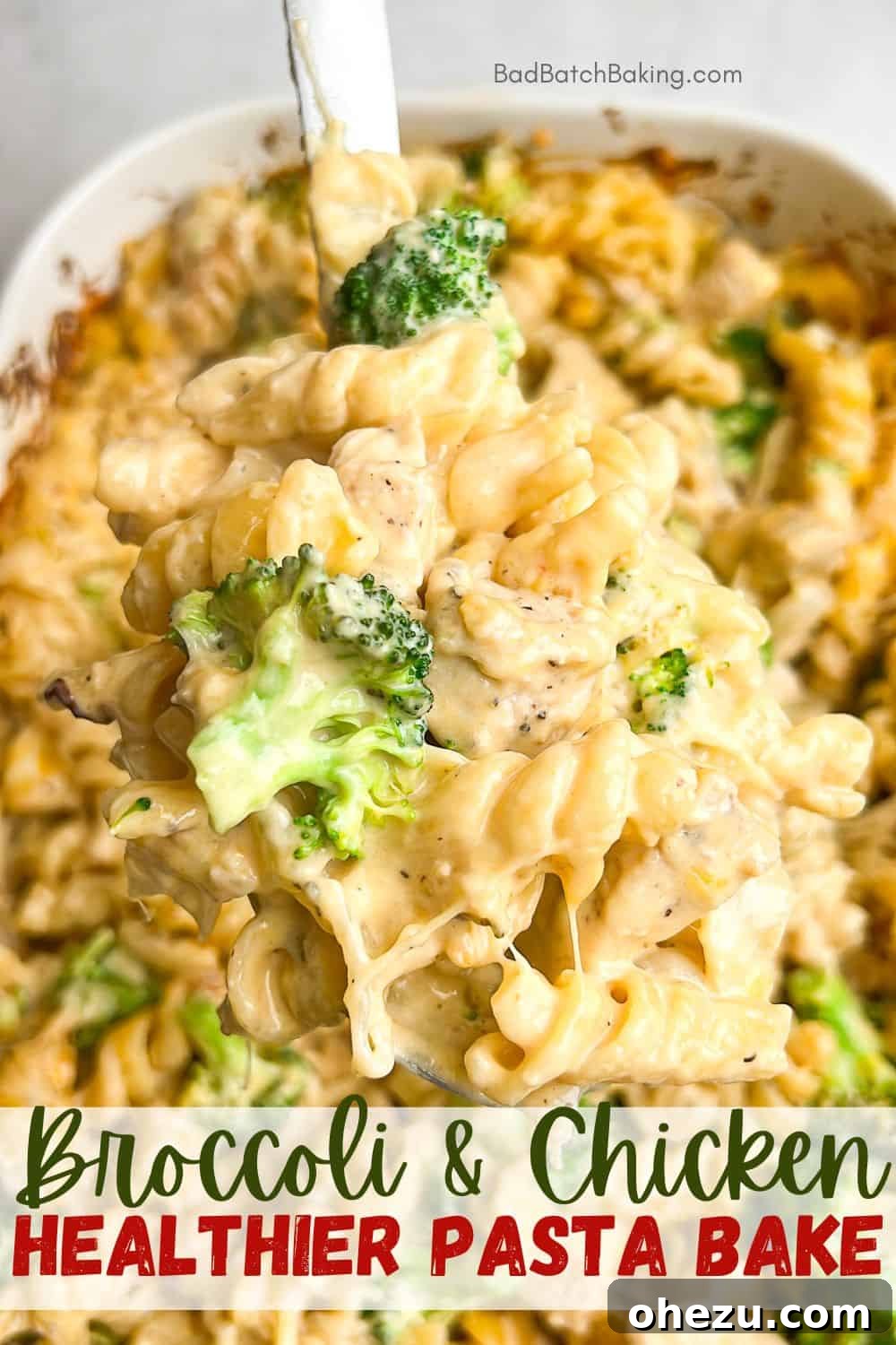 Broccoli chicken pasta bake serving suggestion