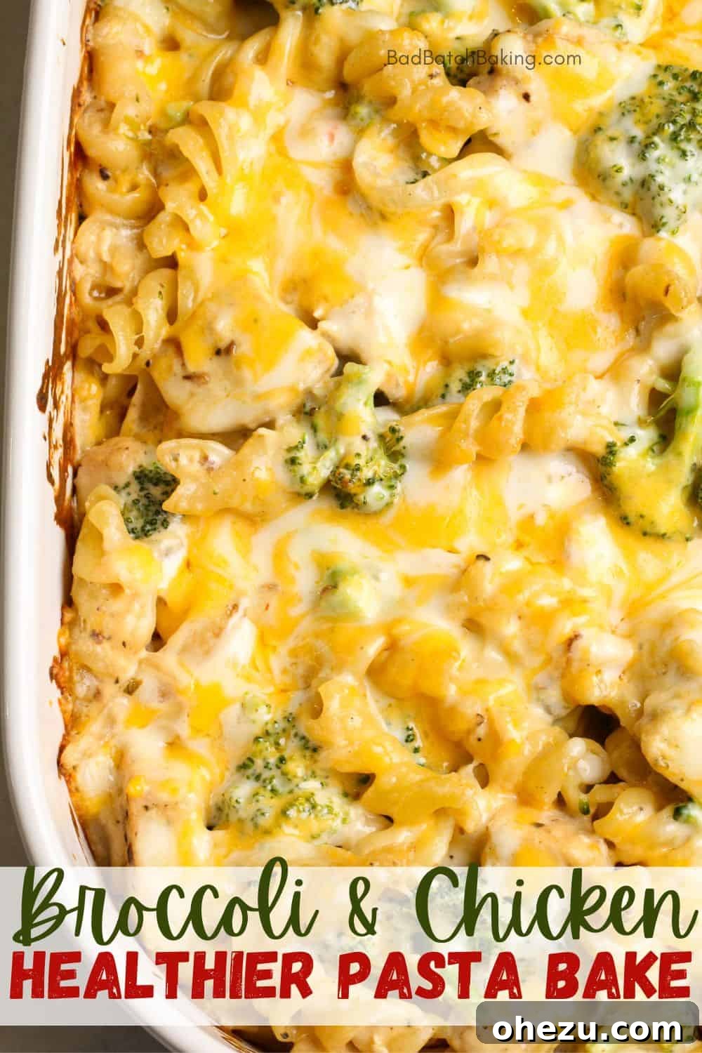 Broccoli chicken pasta bake ingredients overhead