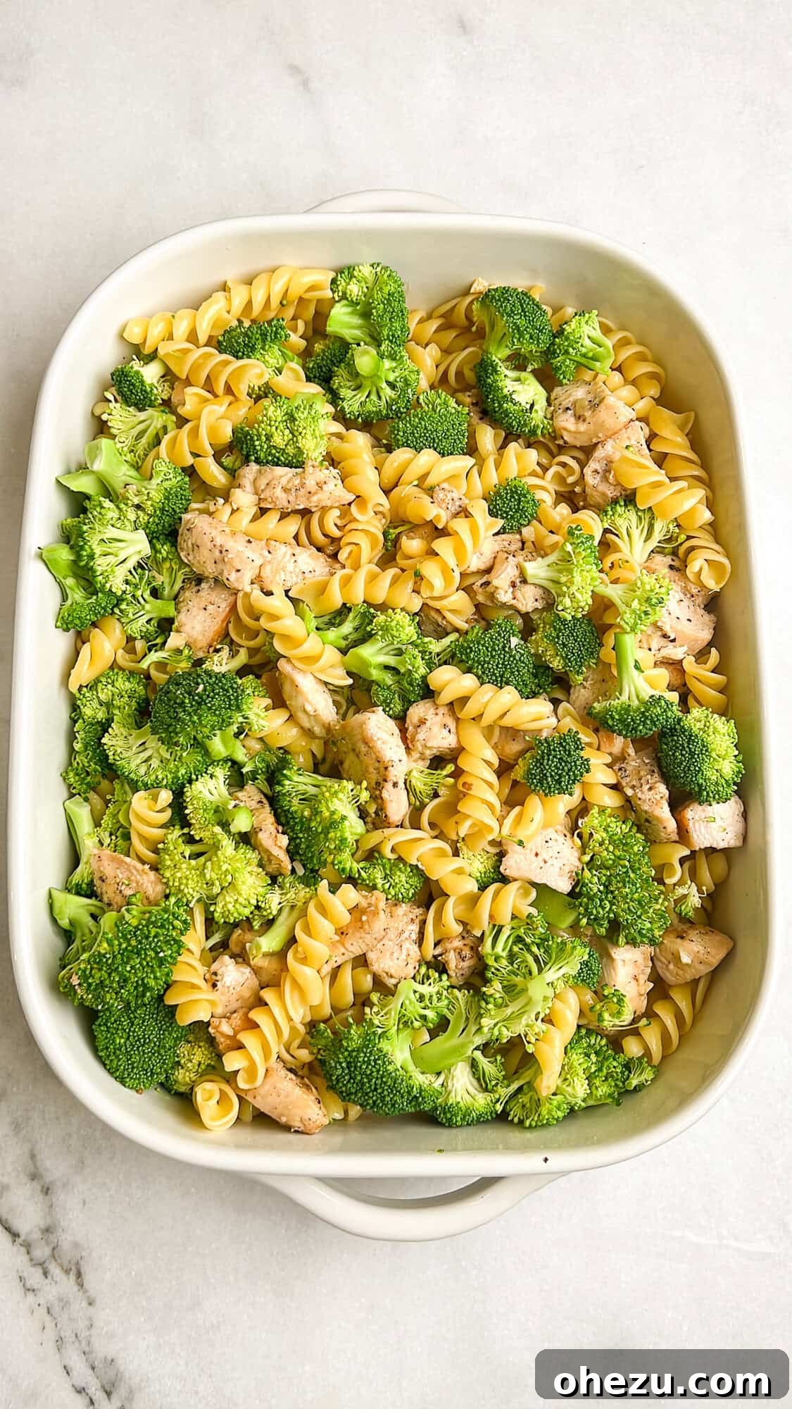 Broccoli chicken pasta bake step by step 1