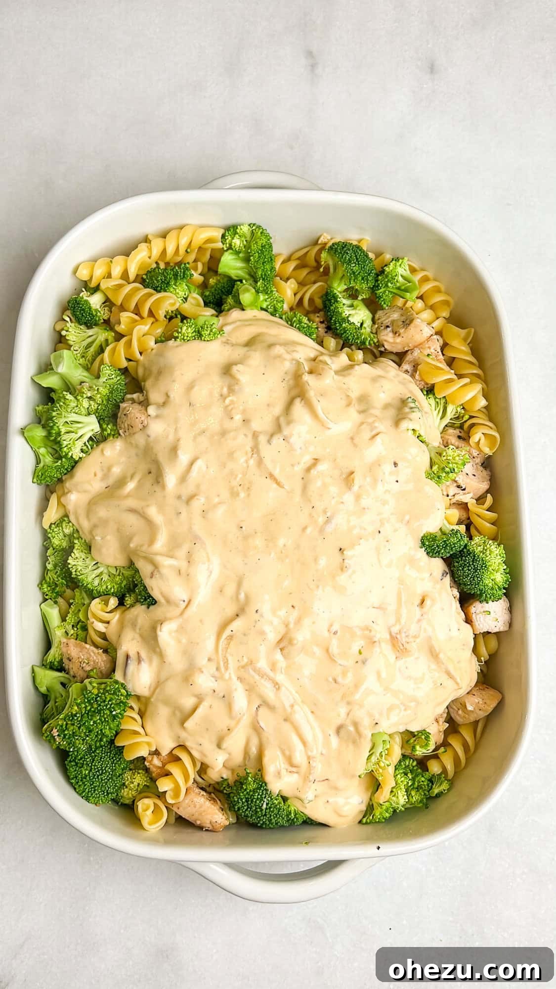 Broccoli chicken pasta bake step by step 2