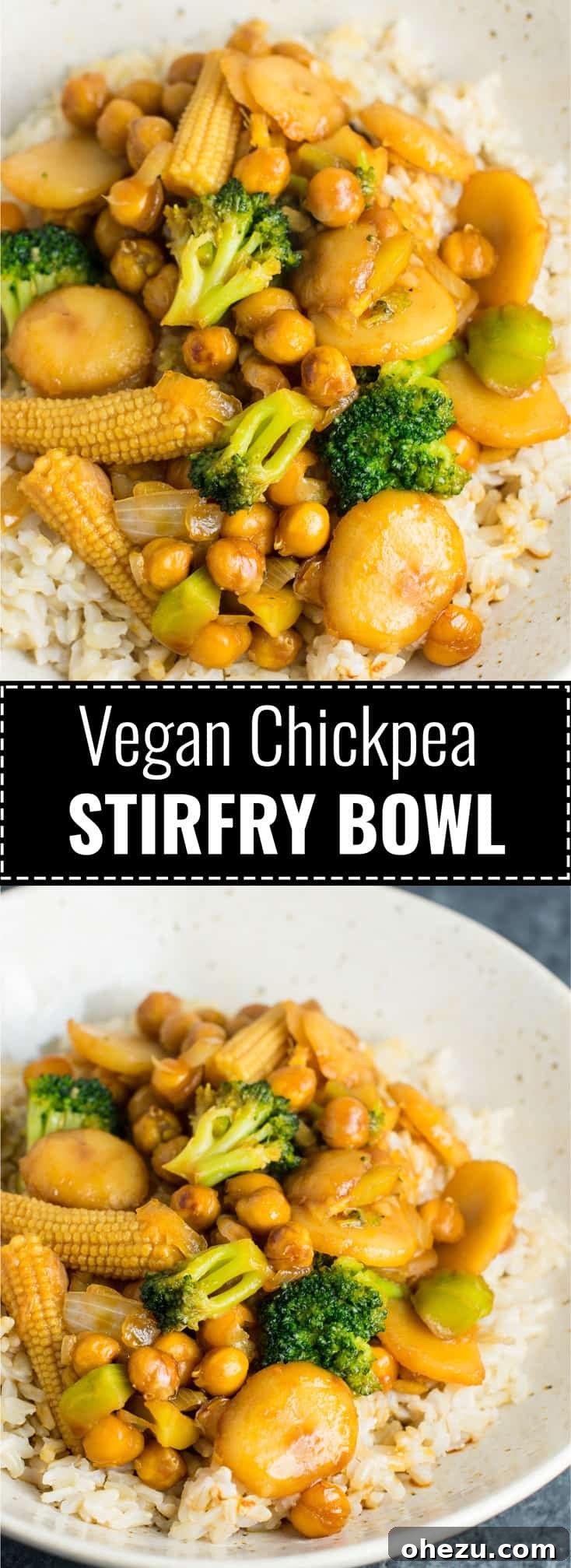Plant-Powered Chickpea Stir-Fry 8 This easy vegan chickpea stirfry bowl with brown rice will be a hit with the whole family! #vegan #veganstirfry #chickpeastirfry #vegandinner