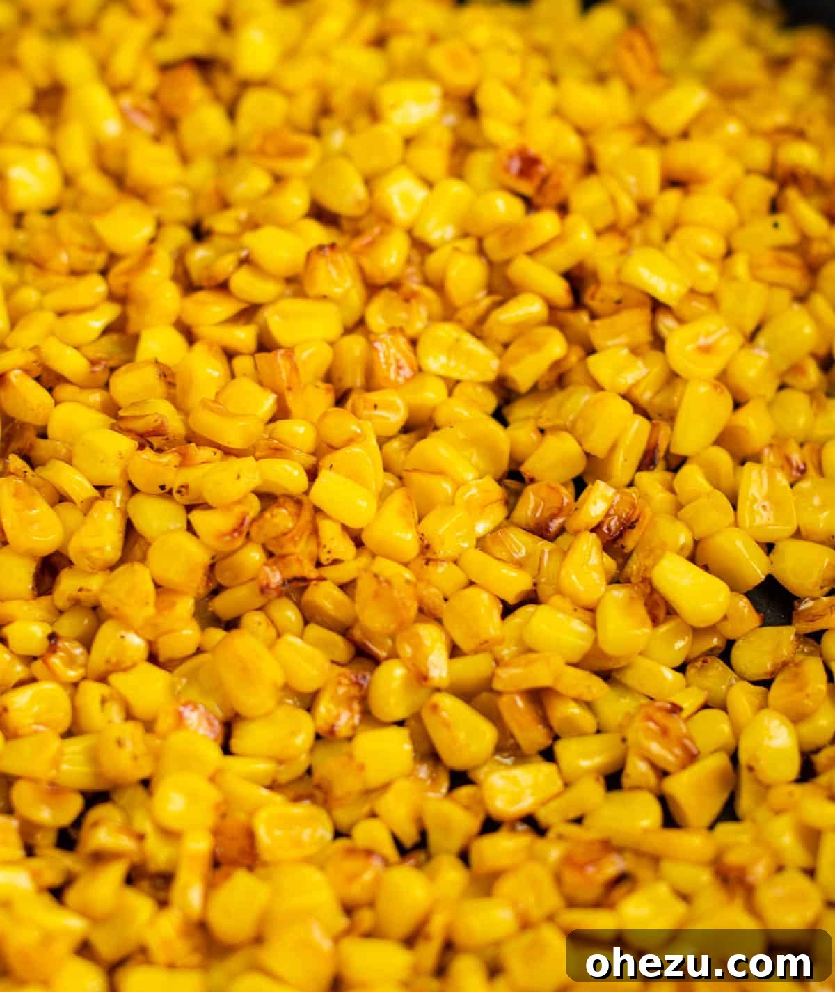 Sizzling Skillet Corn 5 easy corn side dish in a skillet, browning nicely