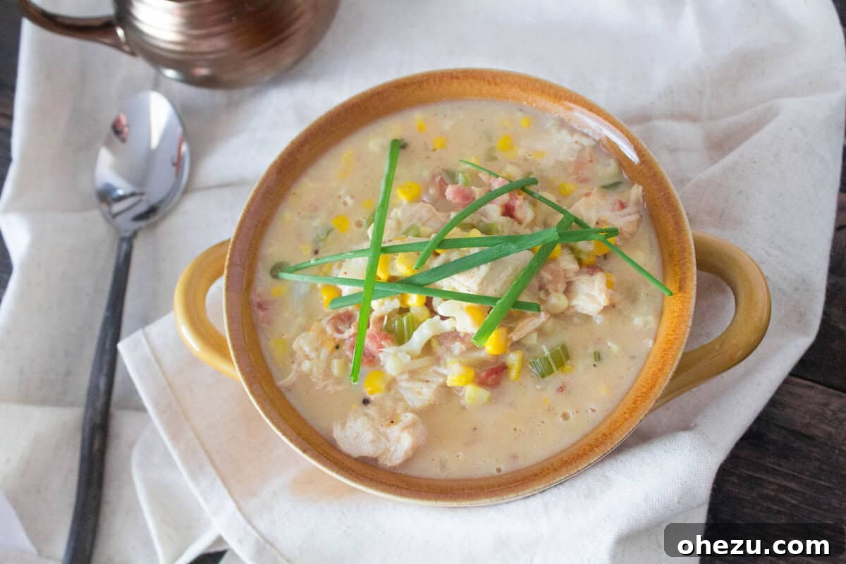 Light Chicken Chowder with Savory and Sweet Cauliflower and Corn 3 Creamy Cauliflower Corn Chowder