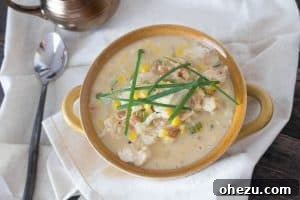 Light Cauliflower Corn Chowder with Chicken