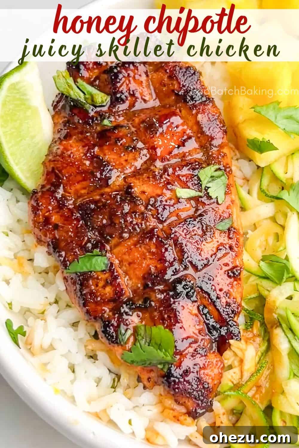 Sweet and Smoky Chipotle Chicken Skillet 12 honey chipotle chicken pinterest graphic 1