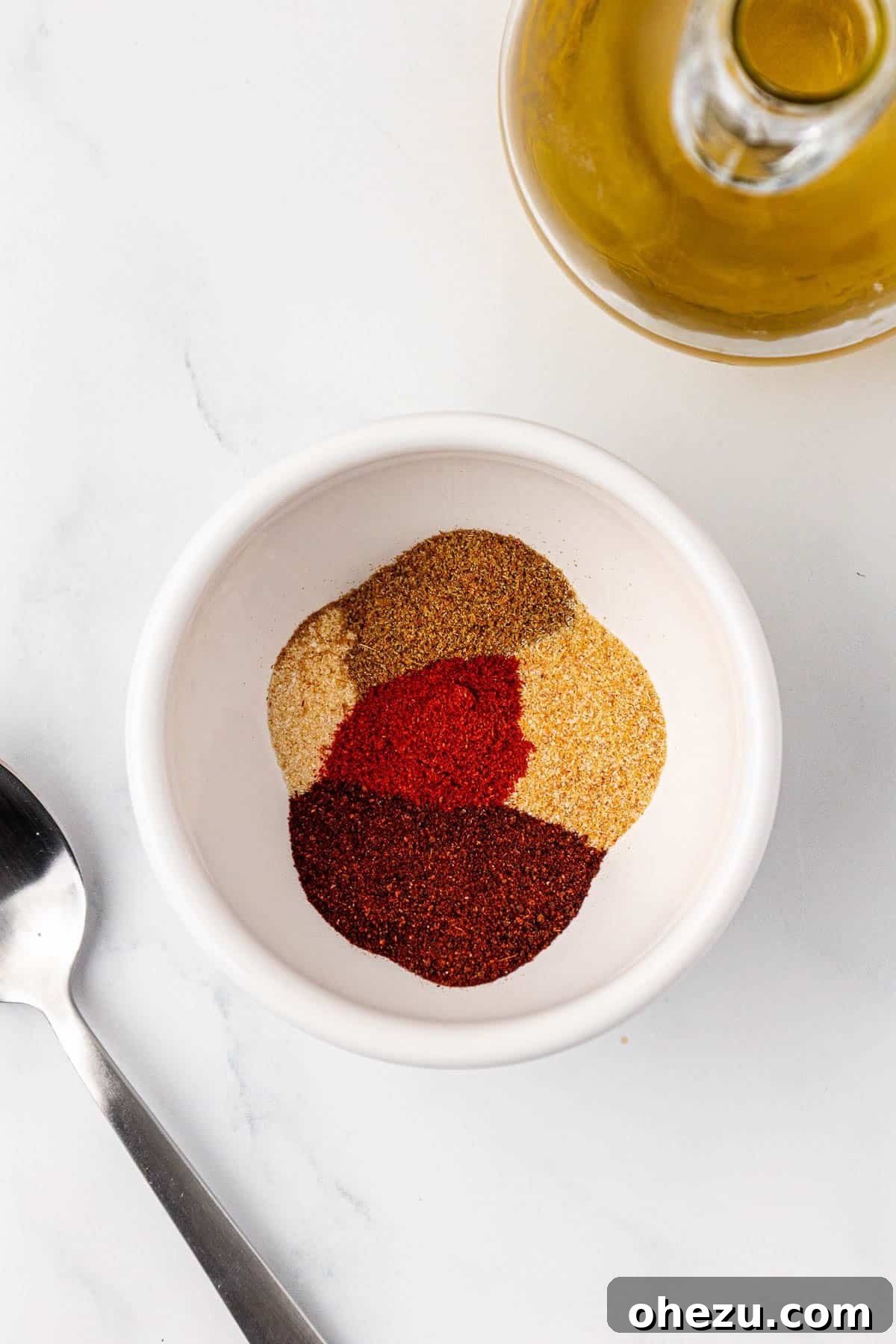 Smoky Portobello Fajita Sizzle 7 Homemade fajita spice mix freshly prepared in a small bowl