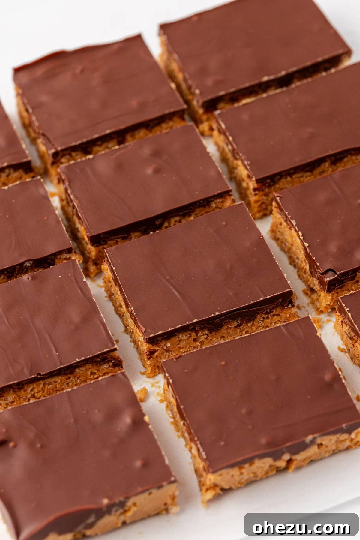Chewy Peanut Butter Rice Krispie Bars Recipe 17 peanut butter rice krispie bars cut into squares