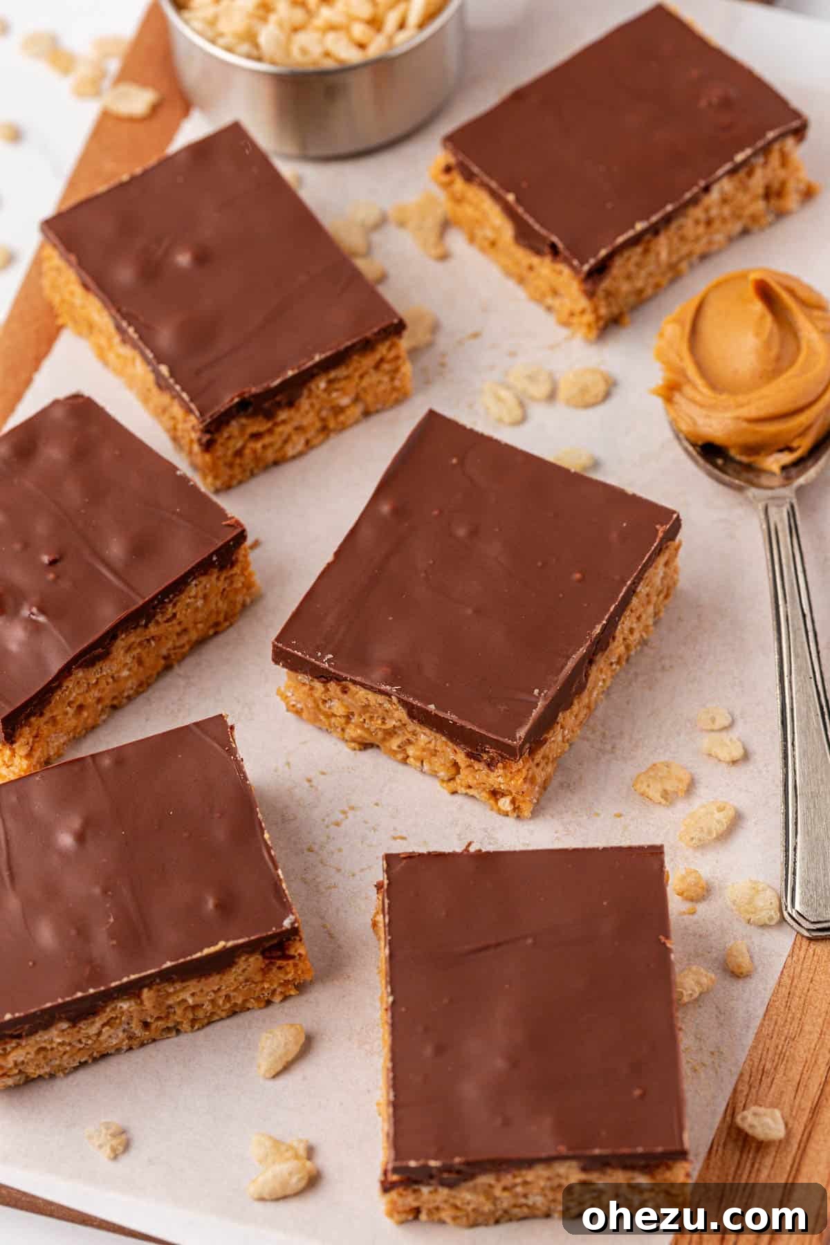 Chewy Peanut Butter Rice Krispie Bars Recipe 3 peanut butter rice krispie bars