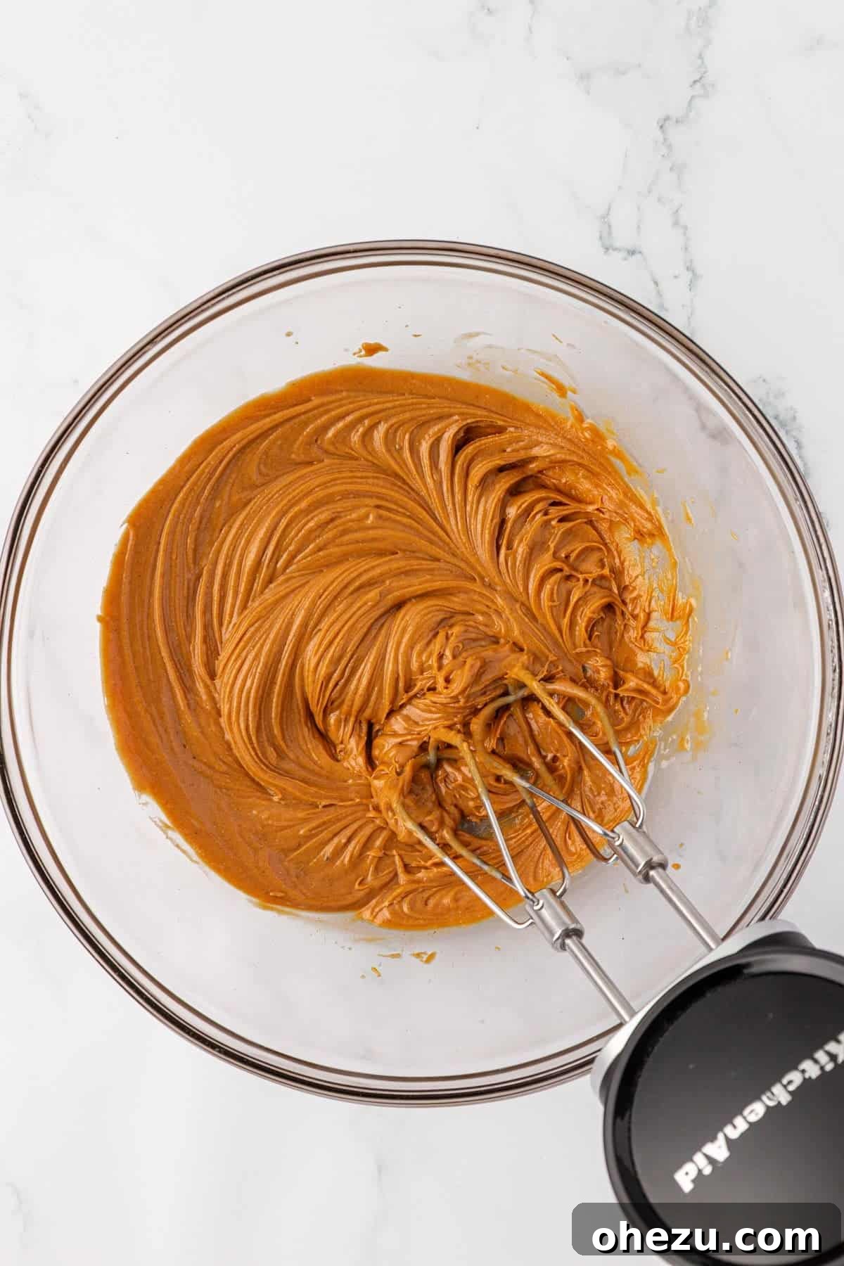 Chewy Peanut Butter Rice Krispie Bars Recipe 6 mixing the peanut butter and butter together