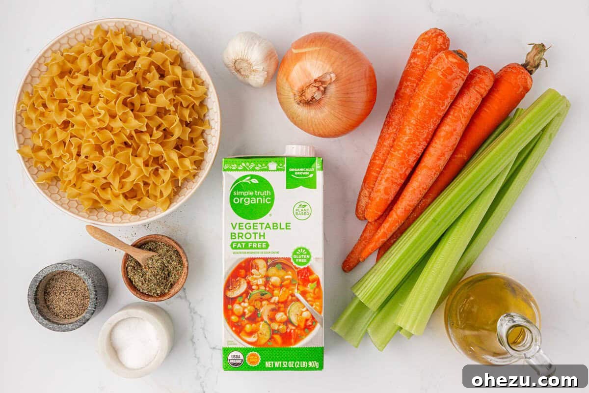 ingredients needed to make vegetable noodle soup