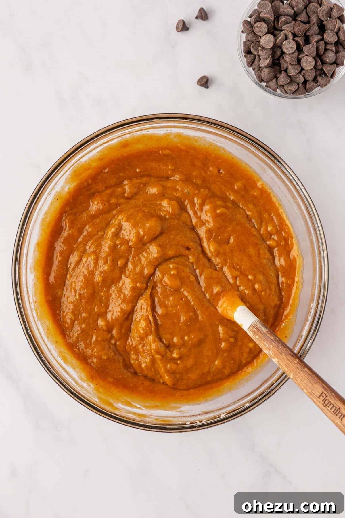 pumpkin bread batter stirred together